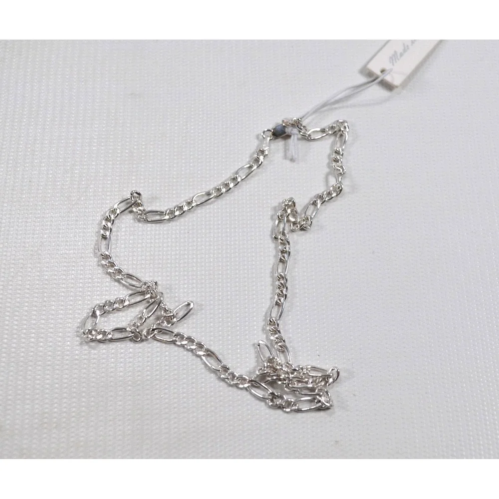 New Jordan Blue‎ Men's Sterling Silver Figaro Chain Necklace 19.5